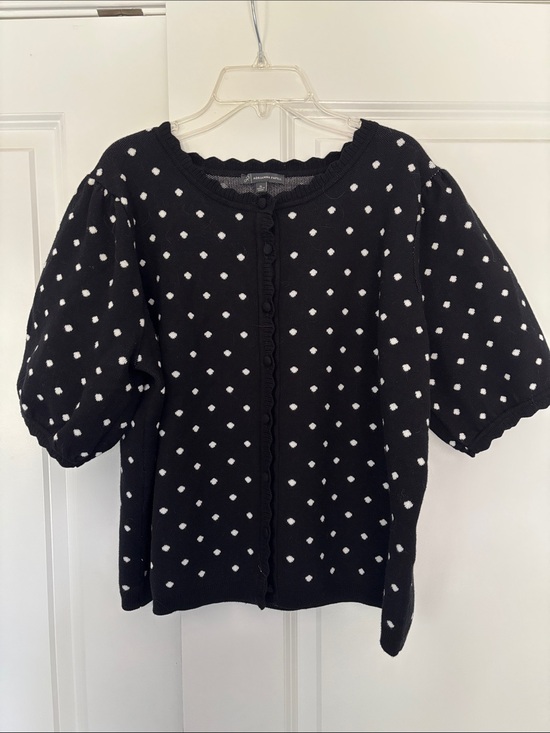 Adrianna Papell Tops - Adrianna Papell Black Cardigan with White Dot Accents